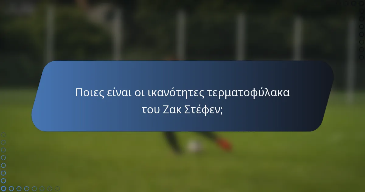 Ποιες είναι οι ικανότητες τερματοφύλακα του Ζακ Στέφεν;